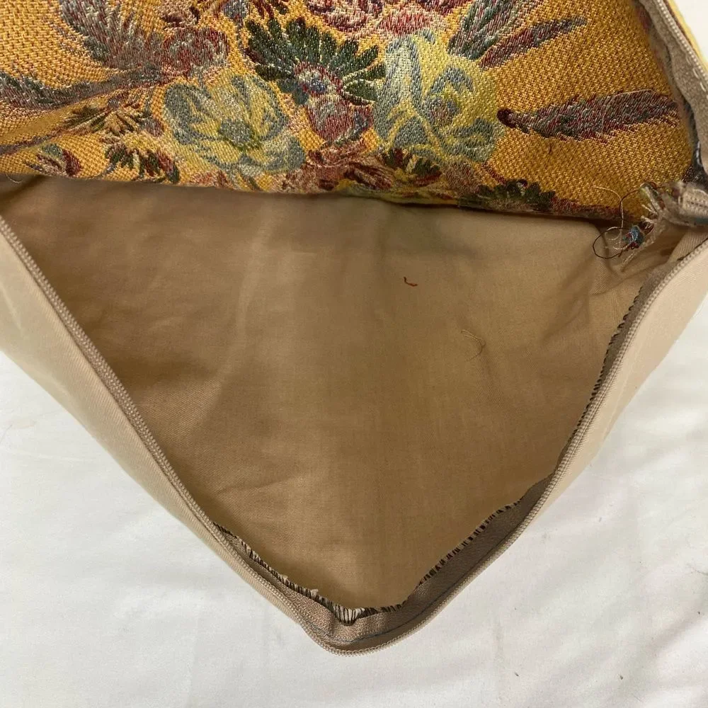 Floral Tapestry Accent Pillow Cover 50s 60s Signed GRH made in France